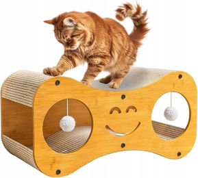 Meow&Mrrrau Kratzbaum für Katzen und Kitten mit Katzenhaus und Kartonbett inklusive Bällen aus Pappe 60cm – Bild 1 von 4
