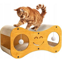 Produktbild von Meow&Mrrrau Kratzbaum für Katzen und Kitten mit Katzenhaus und Kartonbett inklusive Bällen aus Pappe 60cm