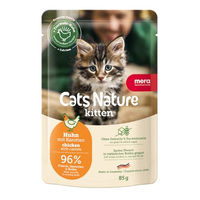 Produktbild von Mera Cat Nature Kitten Huhn Nassfutter Stückchen in Sauce Getreidefrei Ohne Zucker Hoher Fleischanteil 12x85g