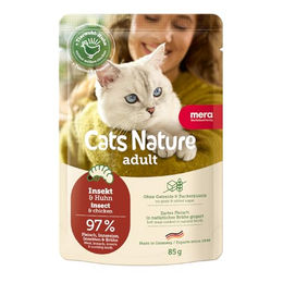 Mera Cats Nature Adult Katzenfutter Nass Huhn und Insekten Stückchen in Sauce 12x85g – Bild 1 von 7