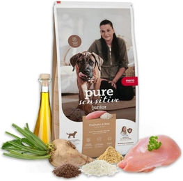 Mera Dog Pure Sensitive Junior Trockenfutter Truthahn und Reis glutenfrei für große Rassen 4 kg - 4 kg – Bild 1 von 6