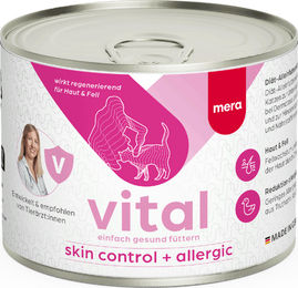 Mera Vital Skin Control + Allergic Hypoallergenes Nassfutter für Katzen mit Pute zur Unterstützung von Haut und Fell 1200g – Bild 1 von 2