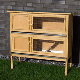 Merschbrock Trade GmbH Doppelstöckiger Hasenstall aus Holz für Kaninchen – Bild 1 von 8