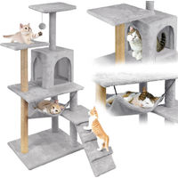 Produktbild von Mersjo Kratzbaum Comfort Line für Katzen mit 6 Ebenen, Höhle und Hängematte, 125 cm, Grau