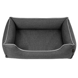 Mestizo Mallorca Hundebett aus Polsterstoff mit TwinFoam, hypoallergen und Oeko-TEX zertifiziert, Dunkelgrau-Weiß, Größe S – Bild 1 von 6