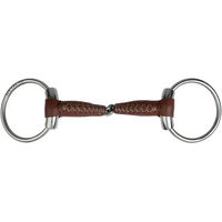 Produktbild von Metalab 2-Ring-Gebiss Pinchless für Pferde aus Leder in Silber und Braun