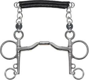 Produktbild von Metalab Elite Pelham Gebiss für Pferde aus Edelstahl Silber mit langen Zweigen und gebogenem Zungendurchgang