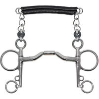 Produktbild von Metalab Elite Pelham Gebiss für Pferde aus Edelstahl Silber mit langen Zweigen und gebogenem Zungendurchgang