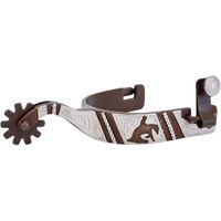 Produktbild von Metalab FG Reining Sporen für Damen aus Metall mit graviertem Reiter-Motiv in Silber und Braun