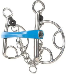 Metalab Flexibles Spanisches Gebiss für Pferde aus Metall in Silber oder Blau – Bild 1 von 1