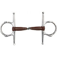 Produktbild von Metalab Pinchless Aufzieh Schenkeltrense aus Leder in Silber und Braun