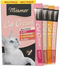 Produktbild von Miamor Cat Cream Lachs Creme für erwachsene Katzen Multipack 24x16g