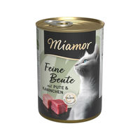Produktbild von Miamor Feine Beute Katzenfutter Pute und Kaninchen getreidefrei mit hohem Fleischanteil 12x 400g
