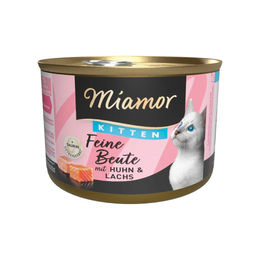 Miamor Feine Beute Kitten Katzenfutter Huhn und Lachs 12 x 185 g getreidefrei mit hohem Fleischanteil - 12 x 185 g – Bild 1 von 4