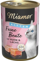 Produktbild von Miamor Feine Beute Kitten Nassfutter Huhn & Lachs Stückchen in Sauce 12x400 g