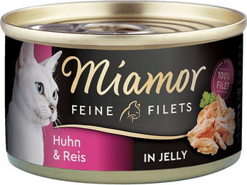 Produktbild von Miamor Feine Filets Huhn und Reis in Gelee Katzenfutter Adult 24x100g Dose ohne Konservierungsstoffe