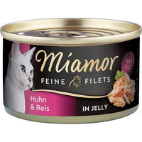 Produktbild von Miamor Feine Filets Huhn und Reis in Gelee Katzenfutter Adult 24x100g Dose ohne Konservierungsstoffe