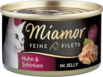 Produktbild von Miamor Feine Filets Huhn und Schinken in Jelly für Katzen Adult 24x100g Dose ohne Farb- und Aromastoffe