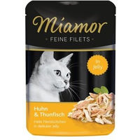 Produktbild von Miamor Feine Filets Huhn und Thunfisch Stückchen in Gelee Light Katzenfutter 24x100 g - 24 x 100 g