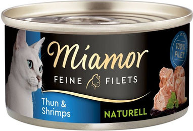 Produktbild von Miamor Feine Filets Katzenfutter Thunfisch und Garnelen 24x80g