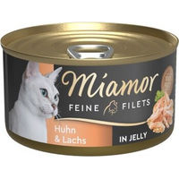 Produktbild von Miamor Feine Filets Lachs und Huhn in Gelee für Katzen 24x100 g
