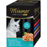 Produktbild von Miamor Feine Filets Mini Katzennassfutter Stückchen in Gelee Huhn Thunfisch Lachs 8 x 50 g - 8 x 50 g