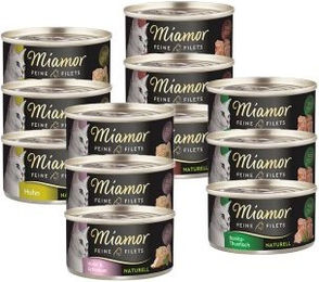 Miamor Feine Filets naturell Mixpaket für Katzen Adult mit Thunfisch und Garnele 12x80g - 12 x 80 g – Bild 1 von 2