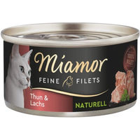 Produktbild von Miamor Feine Filets Naturell Thunfisch und Lachs für Katzen 24 x 80 g - 24 x 80 g