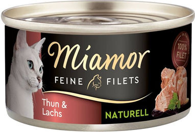 Produktbild von Miamor Feine Filets naturell Thunfisch und Lachs für Katzen 48x80g