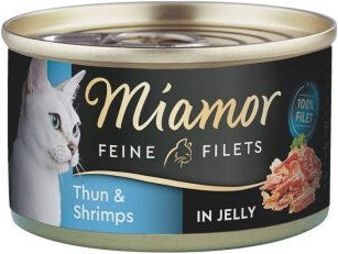 Produktbild von Miamor Feine Filets Stückchen in Gelee Thunfisch und Garnele für erwachsene Katzen 96x100 g - 96 x 100 g