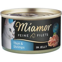 Produktbild von Miamor Feine Filets Stückchen in Gelee Thunfisch und Garnele für erwachsene Katzen 96x100 g - 96 x 100 g