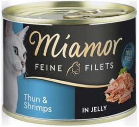 Produktbild von Miamor Feine Filets Stückchen in Gelee Thunfisch und Garnele für Katzen 48x185 g - 48 x 185 g