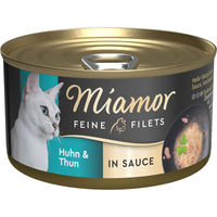 Produktbild von Miamor Feine Filets Stückchen in Sauce Huhn und Thunfisch für Katzen 48x85g