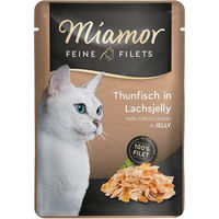 Produktbild von Miamor Feine Filets Thunfisch in Lachsjelly Katzenfutter Adult 24x100g ohne Farb- und Aromastoffe