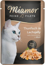 Produktbild von Miamor Feine Filets Thunfisch in Lachsjelly Katzenfutter Adult 48x100g