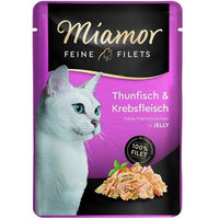 Produktbild von Miamor Feine Filets Thunfisch und Flusskrebse in Gelee Katzenfutter 24 x 100 g - 24 x 100 g