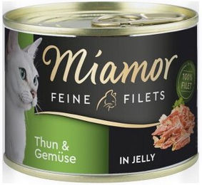 Produktbild von Miamor Feine Filets Thunfisch und Gemüse Stückchen in Gelee für Katzen 12x185 g - 12 x 185 g