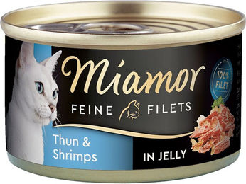 Produktbild von Miamor Feine Filets Thunfisch und Shrimps in Jelly Katzenfutter Adult 24x100g Dose