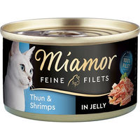 Produktbild von Miamor Feine Filets Thunfisch und Shrimps in Jelly Katzenfutter Adult 24x100g Dose