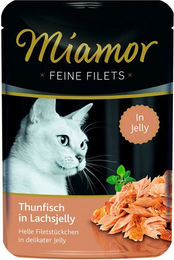 Produktbild von Miamor Katzen Nassfutter Feine Filets in Gelee Lachs und Thunfisch 24 Beutel à 100 g - 24 x 100 g