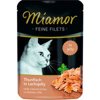 Produktbild von Miamor Katzen Nassfutter Feine Filets in Gelee Lachs und Thunfisch 24 Beutel à 100 g - 24 x 100 g