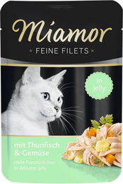 Produktbild von Miamor Katzen Nassfutter Feine Filets in Gelee mit Thunfisch und Fisch 24 Beutel à 100 g - 24 x 100 g