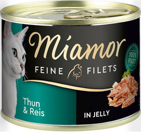Produktbild von Miamor Katzen Nassfutter Feine Filets mit Thunfisch und Reis in Gelee für erwachsene Katzen 12x185g