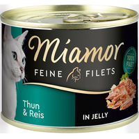 Produktbild von Miamor Katzen Nassfutter Feine Filets mit Thunfisch und Reis in Gelee für erwachsene Katzen 12x185g