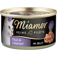 Produktbild von Miamor Katzenfutter Feine Filets Thunfisch und Calamari in Jelly für erwachsene Katzen 24x100g