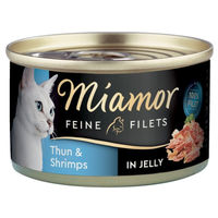 Produktbild von Miamor Katzenfutter Feine Filets Thunfisch und Garnele in Gelee 24 x 100 g - 24 x 100 g