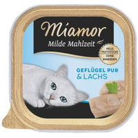Produktbild von Miamor Milde Mahlzeit Geflügel und Lachs Stückchen in Sauce für ausgewachsene Wohnungskatzen 16 x 100g - 16 x 100 g