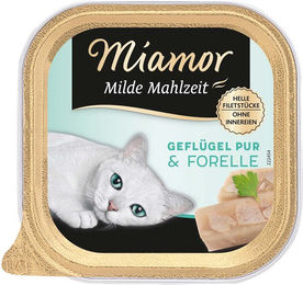 Miamor Milde Mahlzeit Katzenfutter Geflügel Pur und Forelle Sensitive Adult 16x100g - 16 x 100 g – Bild 1 von 2