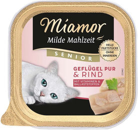 Miamor Milde Mahlzeit Senior Katzenfutter Geflügel und Rind mit Stückchen in Sauce 16x100g - 16 x 100 g – Bild 1 von 3