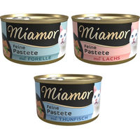 Produktbild von Miamor Pastete Mixpaket Fisch 24 x 85 g mit Lachs, Thunfisch und Forelle für Katzen - 24 x 85 g